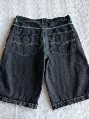 Vintage Reboot Denim Shorts Jorts Mens 35 *Tag 38 Black Embroidered Baggy Skater